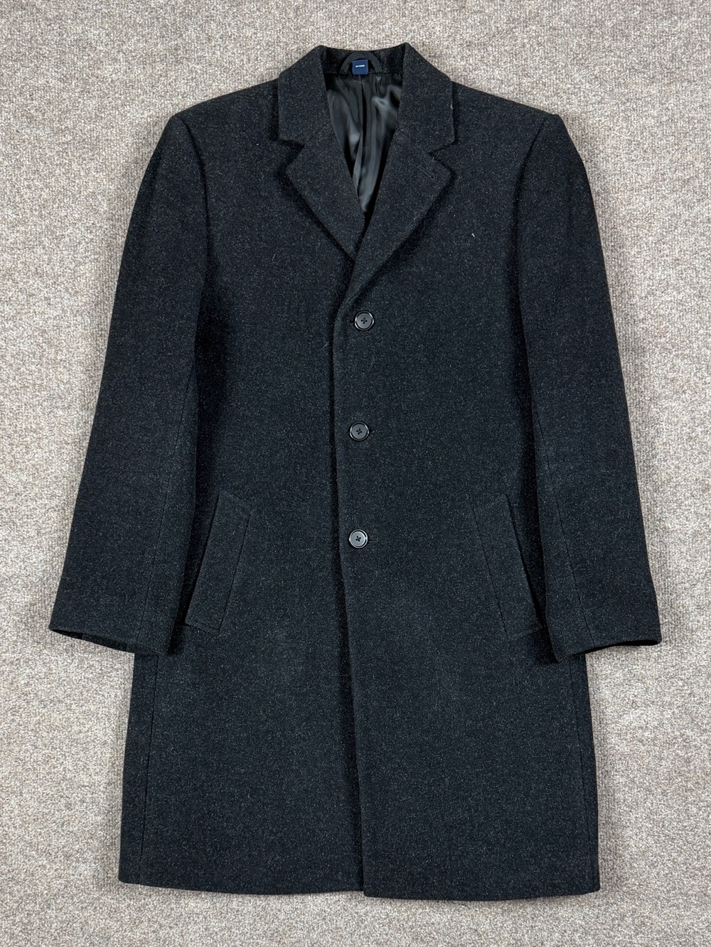 Vintage Gray Single Breasted Wool Cashmere Long Overcoat Mens Medium Winter Coat
